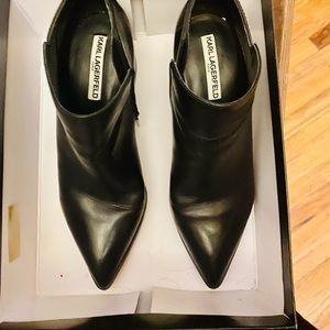 Karl Lagerfeld Paris sz 10 Black Leather women’s boot shoes